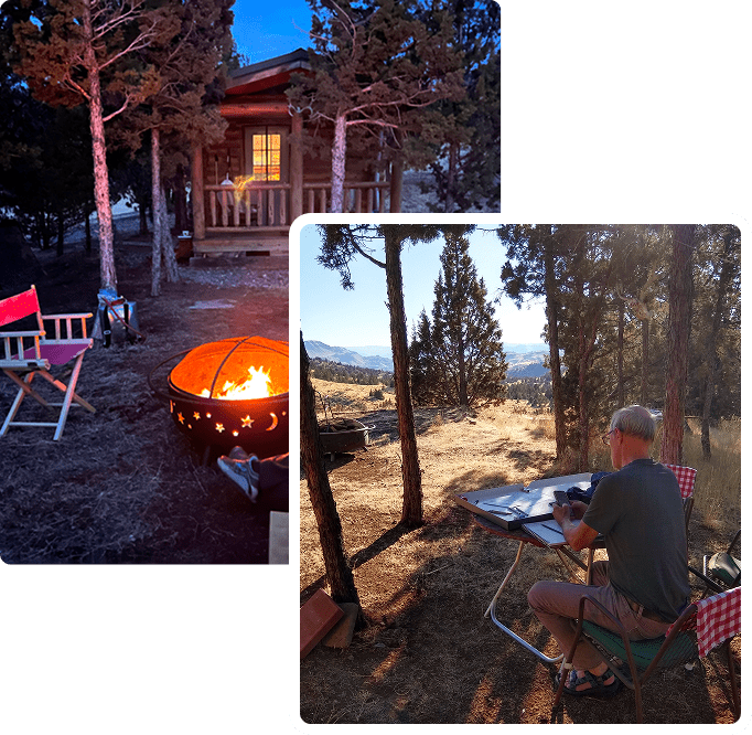 Remote work in a forest setting