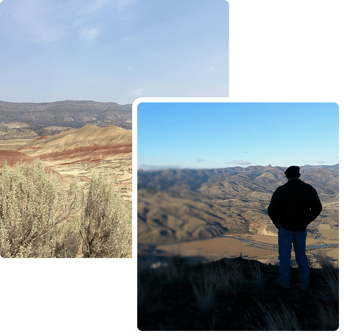 Scenic view of a colorful rock formation in a desert landscape.